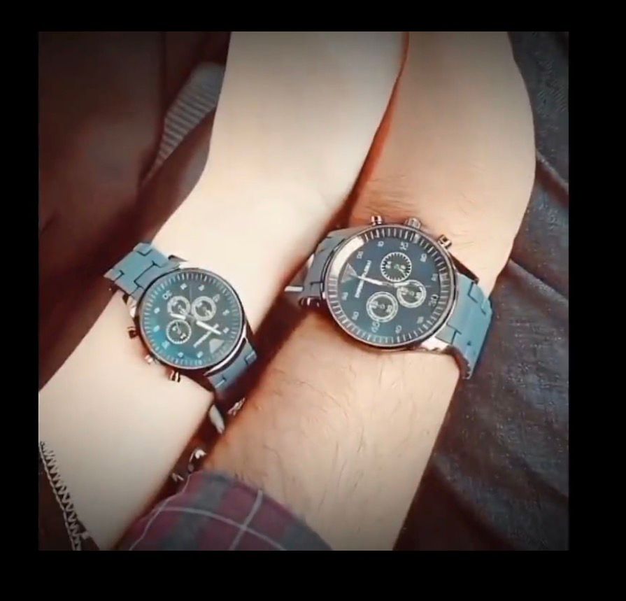 2 Pcs Unisex Stainless Steel Chronograph Couple Watches